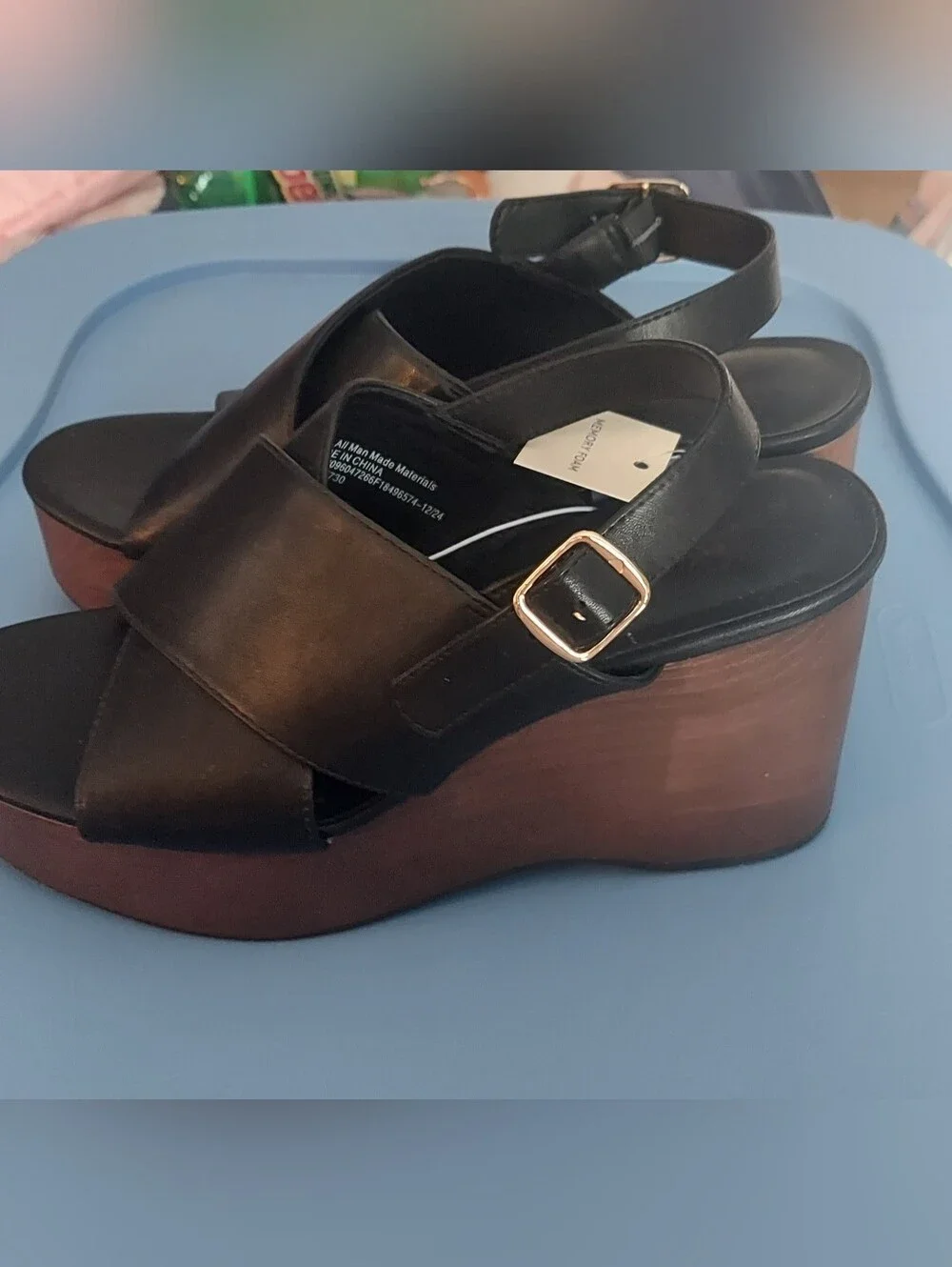 Universal Thread Black Crisscross Platform Wedge Sandals